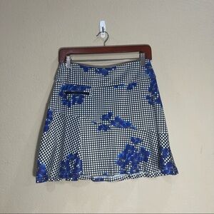 GG Blue Gingham Floral Luxe Sport S Golf Pickleball Skort Tennis Coastal Preppy
